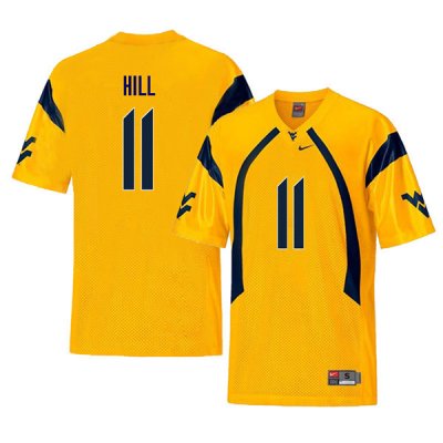 Men's West Virginia Mountaineers NCAA #11 Chase Hill Yellow Authentic Nike Throwback Stitched College Football Jersey QC15R42WE